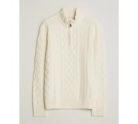 Gant Wool Cable Knitted Half Zip Cream Weiß M