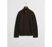 Gant - Zopfmuster Strickjacke mit Reißverschluss deep brown - Gr. - M