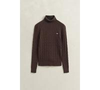 GANT - Zopfstrick Rollkragenpullover aus Stretch-Baumwolle deep brown - Gr. - XL