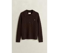 GANT - Zopfstrick-Rugger aus Lambswool deep brown - Gr. - XXL