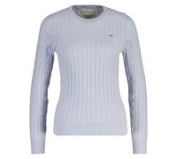 GANT Strickpullover Classic Cable Knit – Stretch Cotton C‑Neck, Zopfstrick, Logo, Damen M Blau