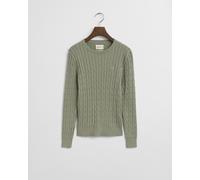 GANT - Zopfstrick Rundhalspullover aus Stretch-Baumwolle faded sage - Gr. - XL