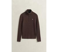 GANT Regular Fit Troyer aus reiner Baumwolle mit Logo-Stitching in Dunkelbraun, Größe L