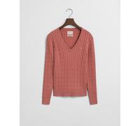 GANT - Zopfstrick V-Neck Pullover aus Stretch-Baumwolle faded brick - Gr. - S