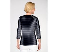 Rundhalsshirt CLARINA "NICOLE", Damen, Gr. 36, blau (marine), Obermaterial: 100% Baumwolle., comfort fit, Rundhals, 3/4-Ärmel, Shirts, Pima Cotton Interlock (92265362-36) marine