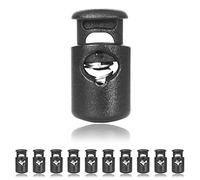 Ganzoo 10 Stück Kordelstopper, Kordelklemme gerade Form, 1 Loch, Kunststoff schwarz, 20 x 11 mm, Lochdurchmesser 5 mm, für Kordeln und Zugbänder an Jacken, Hoodies, Hosen, Rucksack, Outdoor und Sport