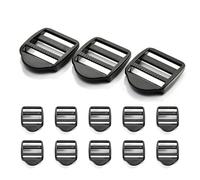 Ganzoo 10er Set schwarze Gurtschnalle Kunststoff für Rucksackgurte und Befestigungsbänder bis 25 mm, Durchzug 26 mm, Gesamtmaß 40 x 33 mm, Gewicht 3,3 g je Stück, praktisches Zubehör