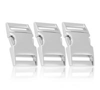 Ganzoo 3 Stück Klickverschluss Metall verchromt silber glanz, Steckverschluss 1 Zoll/25 mm, Schlitz 25 x 6 mm, Gesamtmaß 50 x 30 mm, Klippverschluss für Paracord Armband, Hundehalsband, Rucksack Gurt