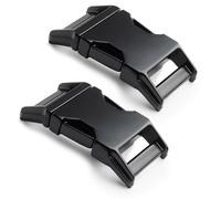 Ganzoo Alumaxx Klickverschluss aus Metall, Set 2 Stück, 1 Zoll Schlitzbreite (25 mm), Steckschließe für Paracord 550 und Gurtband, Ersatzverschluss für Rucksack, Gurte, Hundehalsbänder, schwarz matt