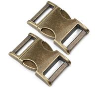 Ganzoo Klickverschluss aus Metall Zinc-max, 2 Stück Steckverschluss 1 Zoll/25 mm für Gurtband, passend zu Paracord 550, Verschluss für DIY Armbänder, Hundehalsbänder, Rucksack-Riemen, Altgold