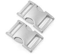 Ganzoo Klickverschluss aus Metall Zinc-max, 2 Stück Steckverschluss für 25mm Gurt 1 Zoll, für Paracord 550 Anwendungen wie Armbänder, Hunde-Halsbänder, Rucksack-Riemen, Ausführung Silber Glanz