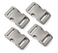 Ganzoo Metall Klickverschluss Alumaxx 4er Set, matt verchromt, 5/8 Zoll Steckschnalle aus Zinkspritzguss, Schlitz 16 x 3 mm, Gesamtmaß 38 x 20 mm für Paracord, Hundehalsband, Rucksackgurt,