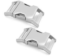 Ganzoo Metall-Klickverschluss Alumaxx, Set aus 2 Stück, 1" Zoll, Klippverschluss, Steckschließer, Steckverschluss für Paracord-Armbänder, Hunde-Halsbänder, Rucksack, Glanz verchromt, Farbe: silber
