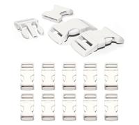 Ganzoo Steckverschluss Klickverschluss 10er Set, Kunststoff Klippverschluss/Steckschließer für Paracord-Armbänder, Hunde-Halsbänder, Rucksack, weiß, Abmessungen: Schlitz 26x6 mm, Gesamtmaß 65x32 mm