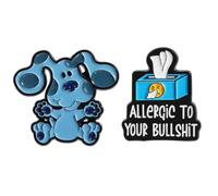 Gaodercha 2 Stück Cute Hund Brosche Pins Cartoon Welpen Hund Tier Brosche Pin in blauer Emaille Inlay Spaß Zitate Emaille Pin Zitate und Sprüche Harte Brosche für Kleidung Rucksack Hut Zubehör