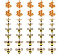 Gaodercha 40pcs Bienen Charme Anhänger mit Emaille Honeycomb 4 Stil Gelb Legierung Handwerk Charmes für DIY Schmuck Herstellung Halskette Armband Ohrring Schlüsselanhänger Handgefertigte Dekoration