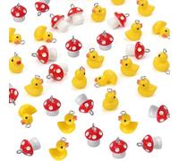 Gaodercha 40pcs Rote Mini Harz Pilz Charms Kleine gelbe Ente Charms mit Top Ringe Anhänger Schmuck Findings Charmss Harz Anhänger für DIY Schmuck Halskette Ohrringe Schlüsselanhänger Handwerk
