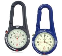 GAOUTO 2 Stück Karabineruhr, Taschenuhr Mit Karabiner Befestigung, wasserdichte Karabineruhren, Schwesternuhr, Leuchtendes Analog Quarz Uhr, Karabineruhr für Radfahrer Kletterer Rucksack