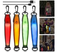 GAOUTO 4 Stück LED Blinklicht Schulranzen, 3 Modi USB Aufladbar Reflektierende Anhänger, Kinder Sicherheitslicht Reflektoren Schulranzen, wasserdichte Reflektor Anhänger für Schulranzen Rucksack