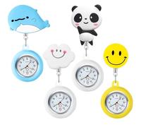 GAOUTO Krankenschwester Uhren: 4 STK Tragbar Quarzuhr Krankenschwesteruhr Mit Clip, Quarzuhr Pflegeuhr Fob Uhr, Taschenuhr Pulsuhr, PflegeuhrSilikon Hängeuhr, Taschenuhr für Arzt Pfleger Damen Herren