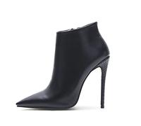 GAOword 12,5 cm / 4,92 IN Damenmode Spitze Stiefel Laufsteg Nachtclub Stiletto High Heel Sexy Mode Kurze Stiefel Geeignet Für Tägliche Versammlungen,Schwarz,42 EU