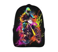 GAOYUCHUN Motocross 3D Schulrucksack Kinder Mit Kindergartenrucksack Leichte Laptop Aufbewahrungstasche Für Schule Kinder Schüler Schulranzen 40x28x16cm
