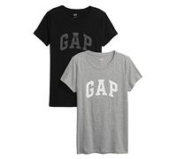 GAP Damen 2-Pack Classic Logo Tee T-Shirt, Heather Grey Black, Klein