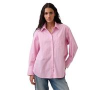 GAP Gesticktes Oversize-Hemd für Damen, Rosa mit weißen Streifen, Mittel