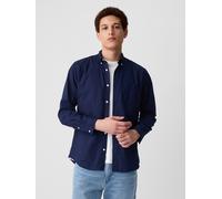 GAP Herren Slim Fit Stretch Poplin Long Sleeve Shirt Hemd mit Button-Down-Kragen, Tapisserie Marineblau, Klein
