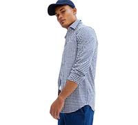 GAP Herren V-ls Slim Stretch Popeline Basic Hemd mit Button-Down-Kragen, Docksider Blau Gingham, L