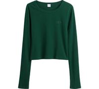 GAP V-JPN LS RIB TEE Damen-Crop-Top, grün, größe S