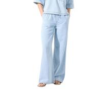 Garcia Jeans Damen-Marlenehose P260317 Hellblau mit weitem Bein und elastischem Bund Größe L