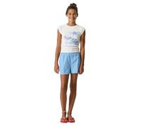 Bermudas GARCIA, Mädchen, Gr. 176, N-Gr, blau (pacific blau), Web, Obermaterial: 100% Baumwolle, bestickt, gestreift, regular fit ca. Mitte Oberschenkel, Hosen Bermudas, mit Logo Stickerei for GIRLS (