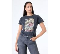Garcia T-Shirt in Grau mit Statement Print Look S Regular Fit