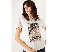 Garcia T-Shirt in Cremeweiß mit Statement Print L Regular Fit