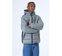 Steppjacke GARCIA, Jungen, Gr. 140/146, grau (granite), Web, Obermaterial: 100% Polyester, unifarben, regular fit taillenbedeckt, elastischer Bund, Jacken Steppjacke, mit Logo Stickerei for BOYS (7941