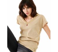 Garcia T-Shirt in beige mit Glitzer-Optik und V-Ausschnitt M Regular Fit