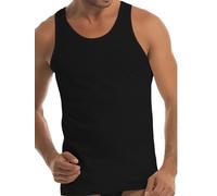 GARDA - 3 Stück Tanktop mit Breiten Schultern, Unterwäsche für Herren, 100% gekämmte Baumwolle, Art.0021, Schwarz, XL