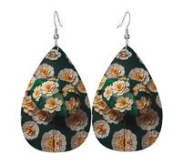 Gardenia Regenschirm-bedruckte tropfenförmige Leder-Ohrringe | High-End-Design, leichte Luxus-Ohrringe