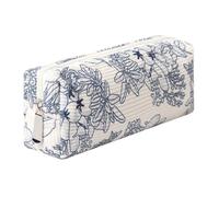 Gardsell Federmäppchen, leicht, ästhetisch, für Büro, Uni, Schule, Aufbewahrungstasche, Organizer, Make-up-Tasche, Kosmetiktasche für Mädchen, Jungen, Kinder (Blumen, Marineblau)