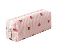 Gardsell Federmäppchen, leicht, ästhetisch, für Büro, Uni, Schule, Aufbewahrungstasche, Organizer, Make-up-Tasche, Kosmetiktasche für Mädchen, Jungen, Kinder (Blumen, Rosa, Erdbeere)