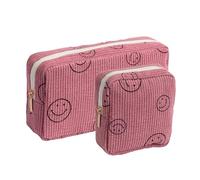Gardsell Make-up-Tasche, Geldbörse, Kosmetiktasche, Kordsamt, niedliche Kosmetiktasche, Handtaschen, Geldbörsen, Make-up-Organizer, Aufbewahrung für Damen, 2er-Pack Pink, Kosmetiktasche für Damen
