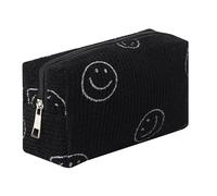 Gardsell Niedliche Make-up-Tasche für Geldbörse, Kord, tragbar, mit Reißverschluss, kleine Kosmetiktasche für Reisezubehör, Schwarz, Kosmetiktasche für Damen, Make-up-Tasche, großes Fassungsvermögen