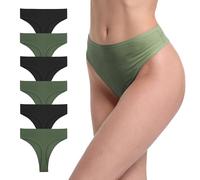 GAREDOB 6er-Pack gerippte Baumwoll-Tangas für Damen, hohe Taille, Nahtlose Höschen, Übergröße, hohe Taille, Keine Show Unterwäsche, 6 x hohe Stringtangas, M