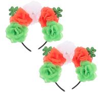 GARIOUANS 2 Stück St Patrick's Day Haarbänder Grün Kleeblatt Rosenblüten Stirnband Festliches Leichtes Party Haarband für Damen und Mädchen Irisches Kostümaccessoire