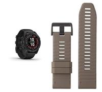 Garmin fēnix 7 PRO SOLAR, Multisport GPS Smartwatch, Advanced Health and Training Features QuickFit 26 Watch Bands- Dark Sandstone Silicone