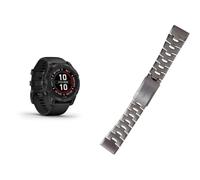 Garmin fēnix 7 PRO SOLAR, Multisport GPS Smartwatch, Advanced Health and Training Features QuickFit 26 Watch Bands - Vented Titanium Bracelet with Carbon Grey DLC Coating