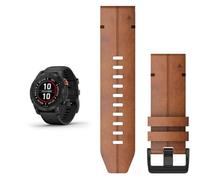 Garmin fēnix 7 PRO SOLAR, Multisport GPS Smartwatch, Advanced Health and Training Features QuickFit 26 Watch Bands- Chestnut Leather