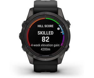GARMIN FĒNIX® 7S PRO - SAPPHIRE SOLAR EDITION Schwarz/Carbongrau Titan DLC mit QuickFit®-Silikon-Armband 20 mm (010-02776-11) ONE SIZE schwarz / grau