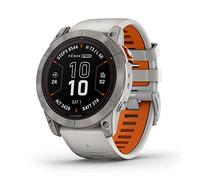 Garmin fēnix 7X Pro Sapphire Solar Multisport GPS Smartwatch, integrierte Taschenlampe, Solarladung, Nebelgrau/Bernsteinorange